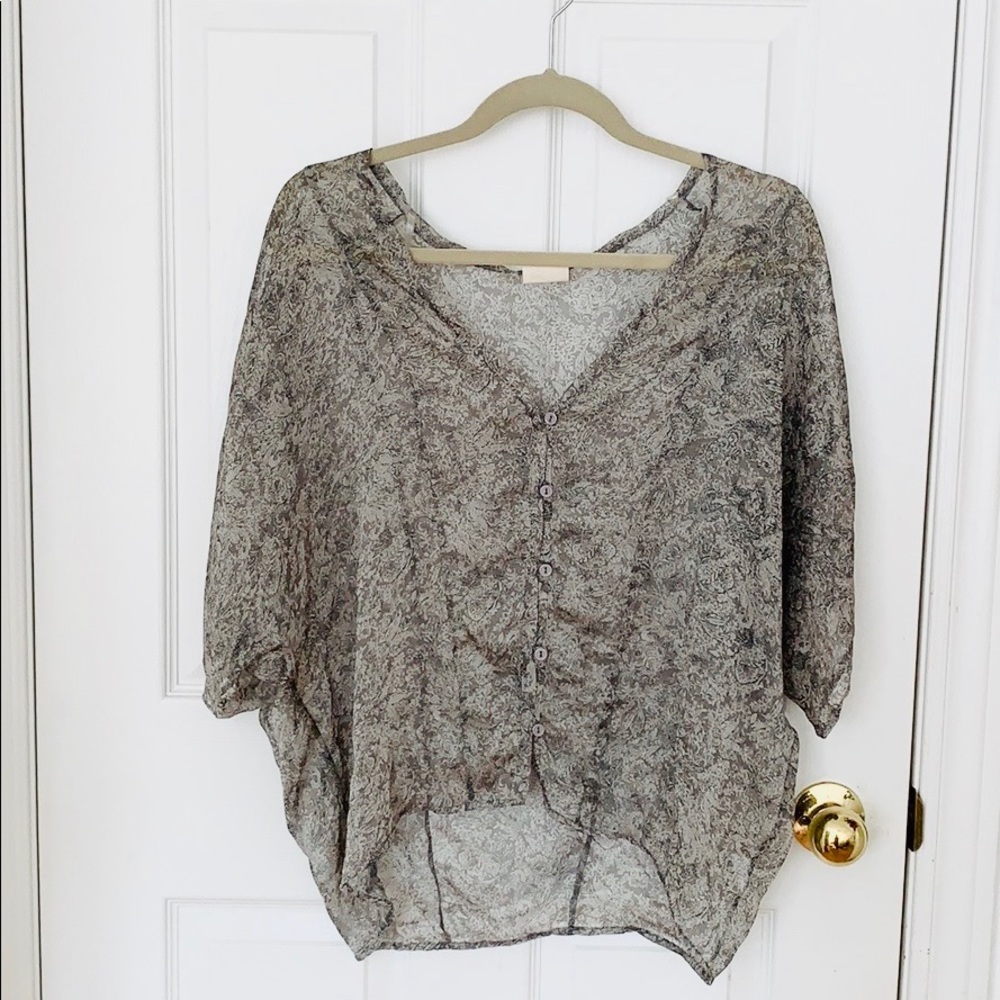 Light Paisley Design Button Down Blouse